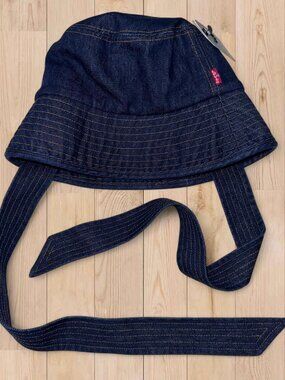 Levi's denim bucket hat with denim ribbon tie // deadstock sample // BNWT